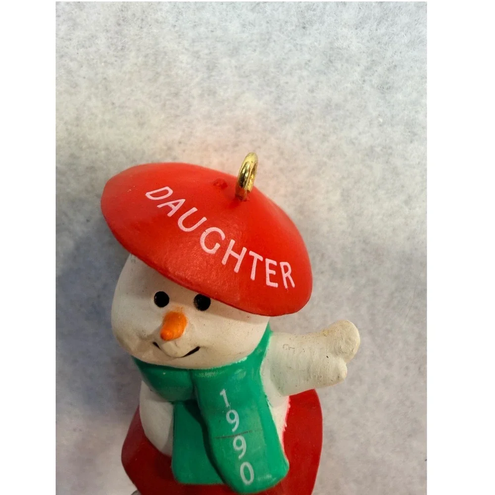Hallmark Keepsake Ornament 1990 Daughter Snowman Ice Skating Vintage QX449-6